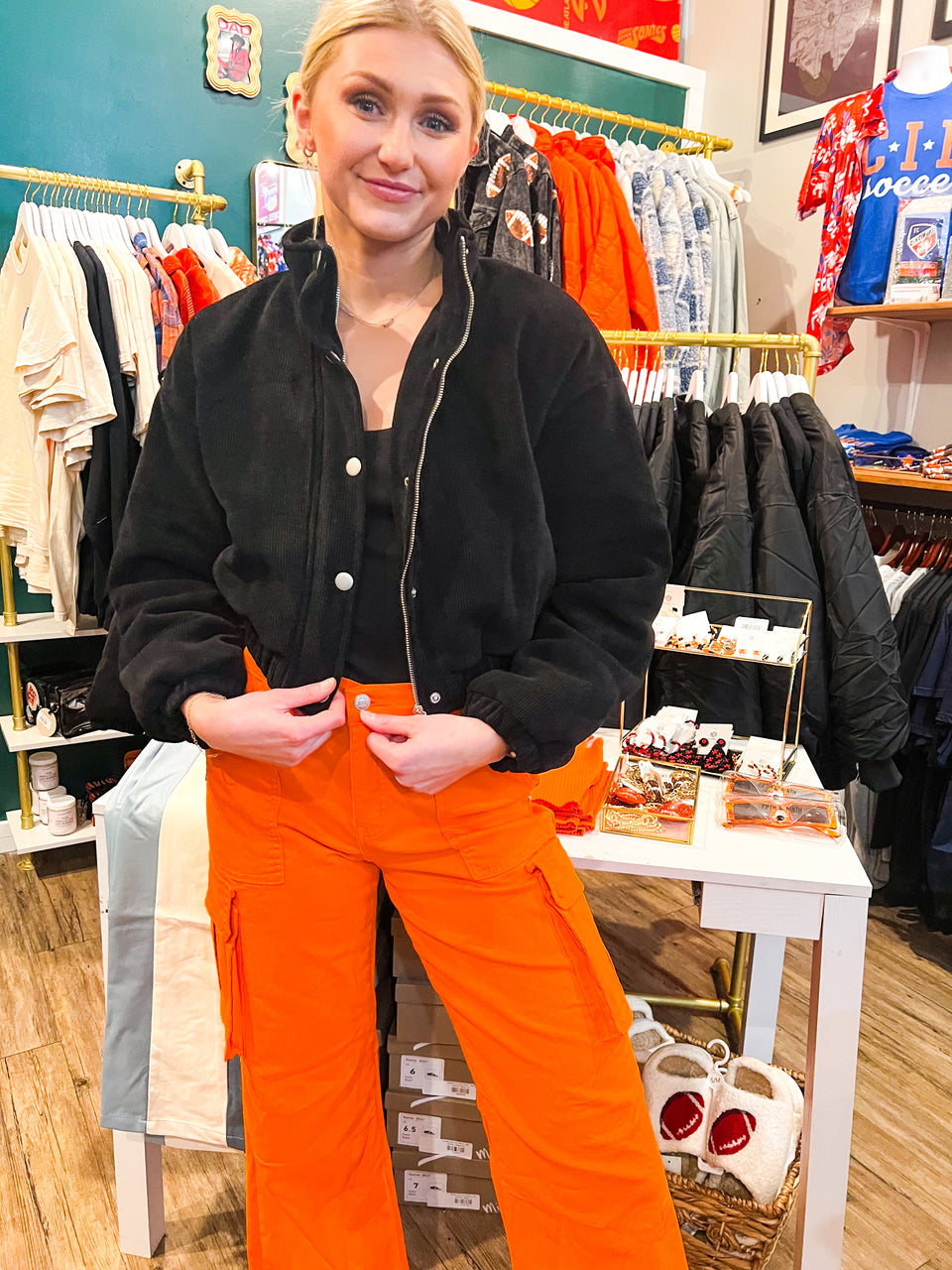 Shiesty Cargo Pants - Orange Model IRL Pic