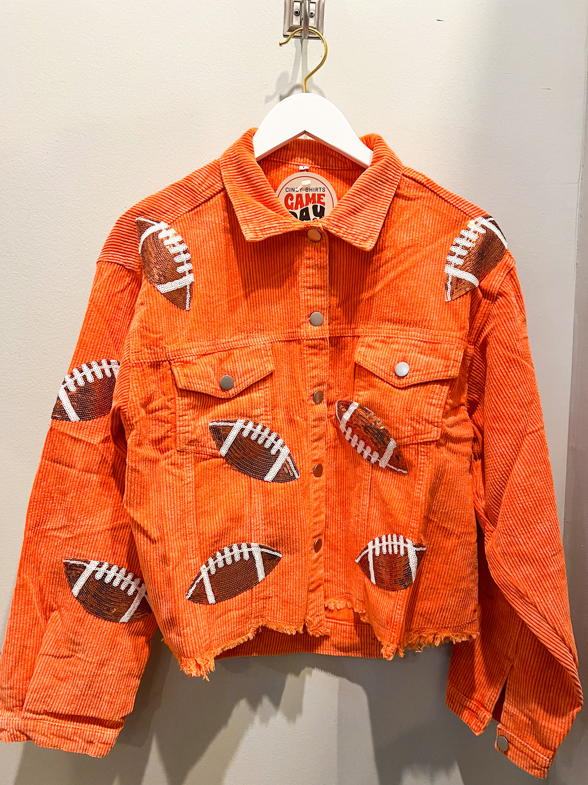 Football Oversized Corduroy Jacket - Orange IRL Photo