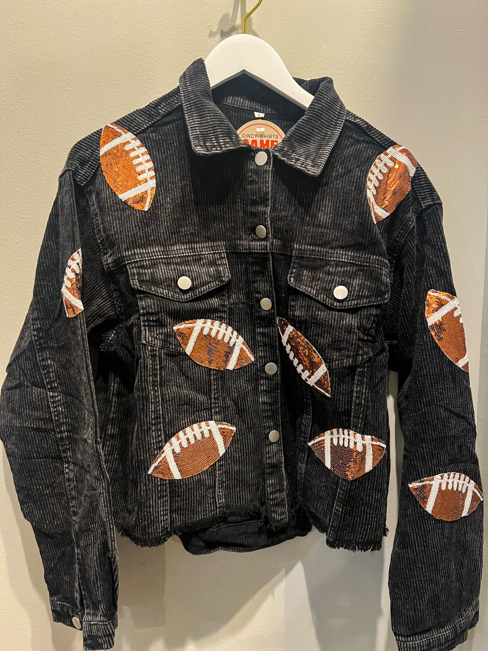 Football Oversized Corduroy Jacket - Black IRL Photo