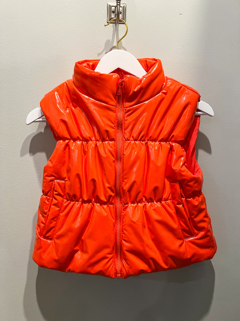 All Dey Gloss Quilted Puffer Cropped Vest - Orange IRL Photo