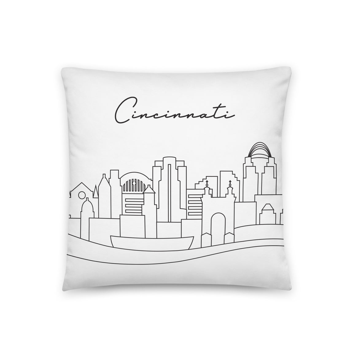 Cincinnati Skyline Drawing Pillow