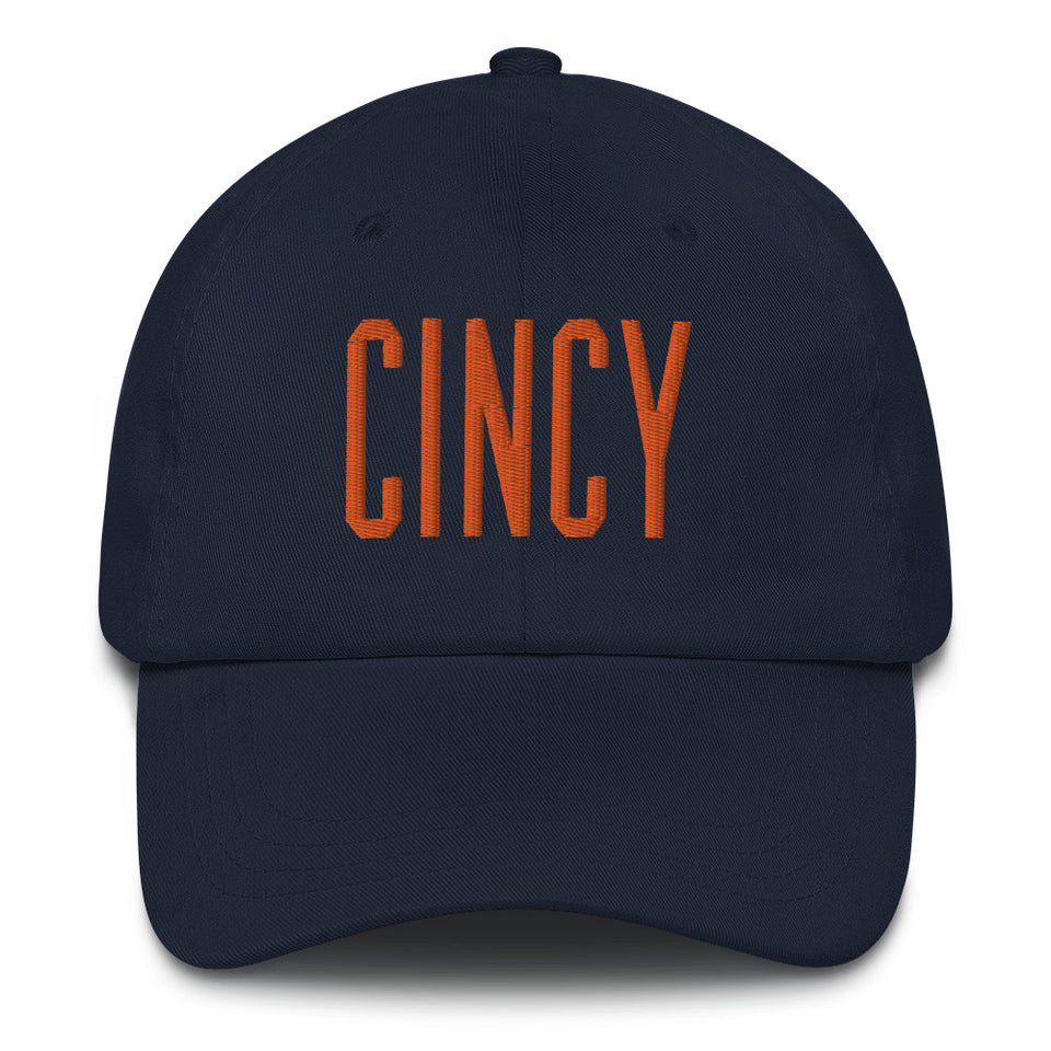 Cincy Block Dad Hat Orange Thread