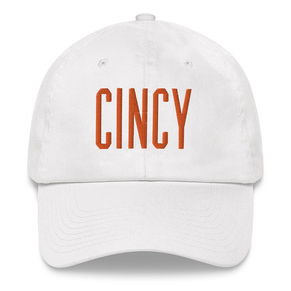 Cincy Block Dad Hat Orange Thread