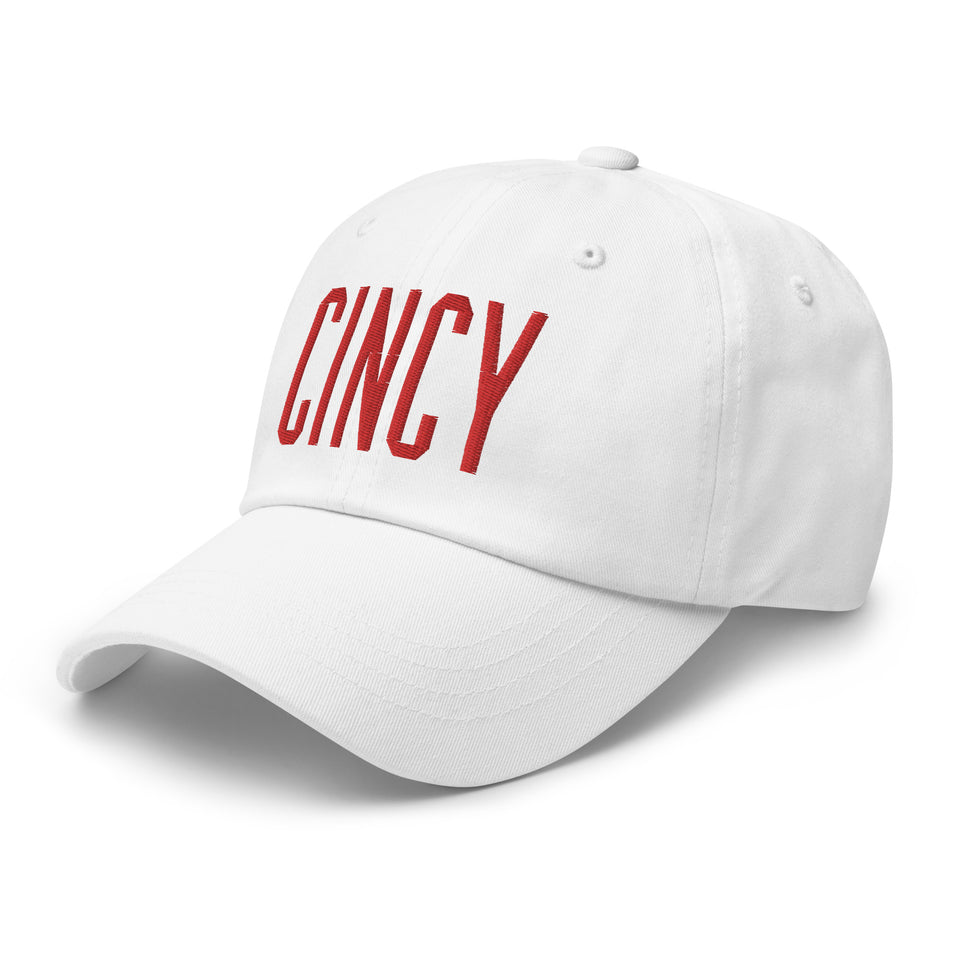 Cincy Block Dad Hat Red Thread