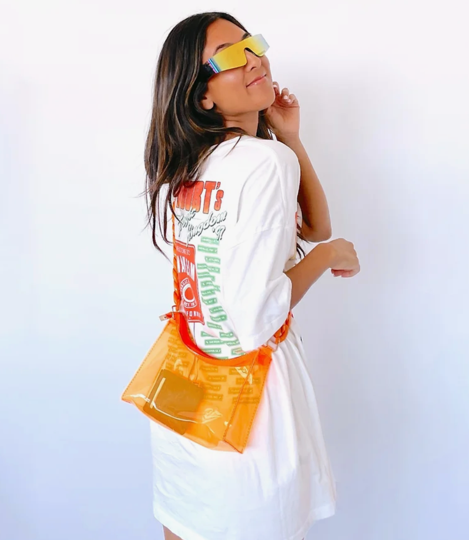Neon Orange Stadium Bag - Cincy Shirts Model Photo