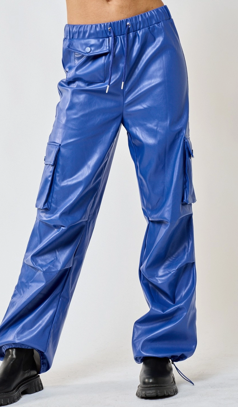 Vazquez Leather Cargo Jogger Pants - Royal - Cincy Shirts